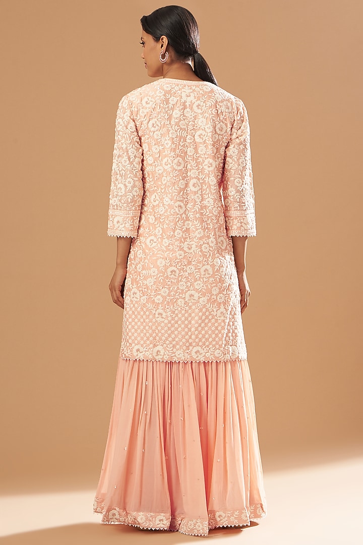 Blush Pink Silk Chanderi Gharara Set by Sheetal Batra at Pernia's Pop Up Shop