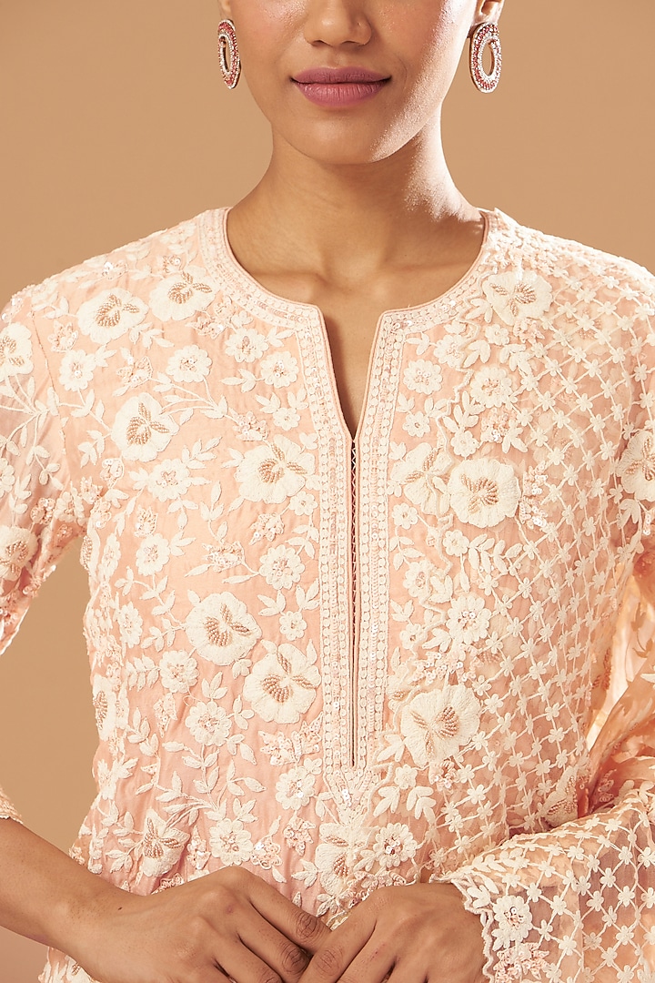 Blush Pink Silk Chanderi Gharara Set by Sheetal Batra at Pernia's Pop Up Shop