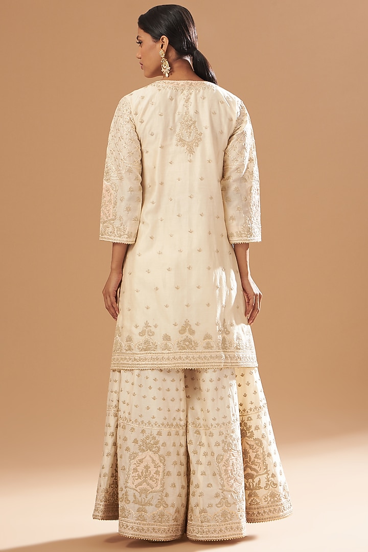 White Chanderi Silk Gharara Set by Sheetal Batra at Pernia's Pop Up Shop