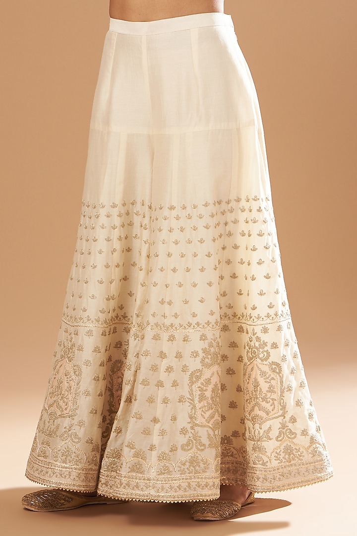 White Chanderi Silk Gharara Set by Sheetal Batra at Pernia's Pop Up Shop
