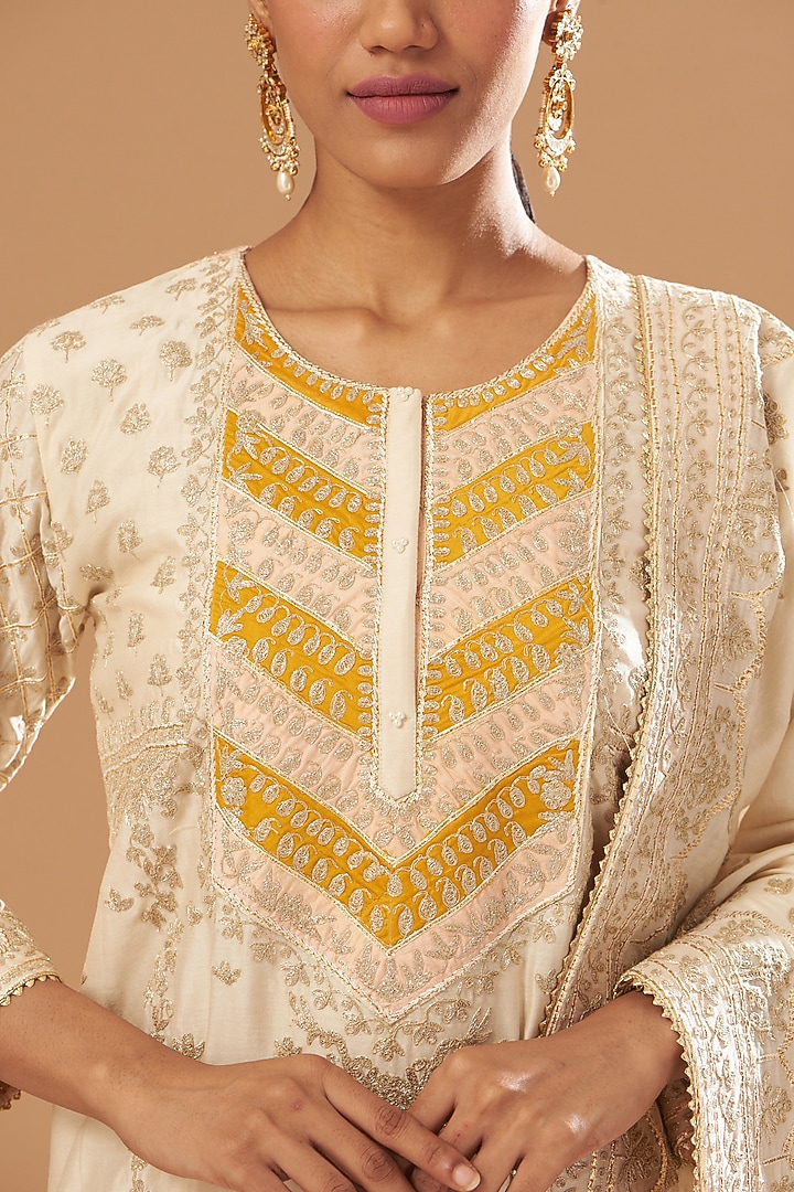 White Chanderi Silk Gharara Set by Sheetal Batra at Pernia's Pop Up Shop