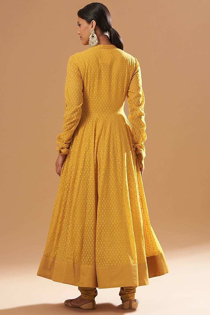 Mustard Embroidered Wedding Anarkali Set by Sheetal Batra at Pernia's Pop Up Shop