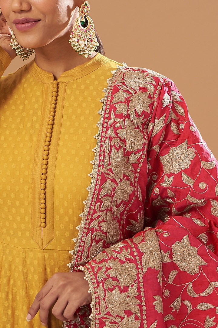 Mustard Embroidered Wedding Anarkali Set by Sheetal Batra at Pernia's Pop Up Shop