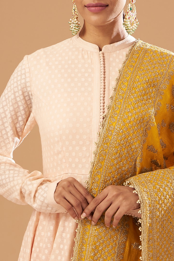 Blush Pink Embroidered Wedding Anarkali Set by Sheetal Batra at Pernia's Pop Up Shop