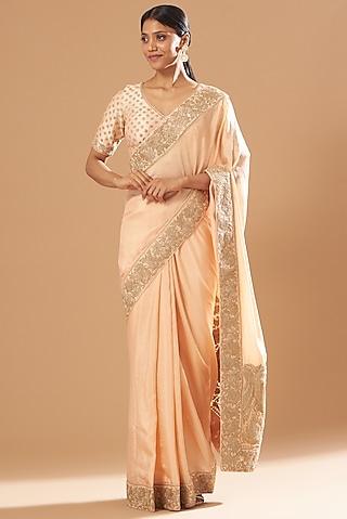 Blush Pink Embroidered Saree Set by Sheetal Batra