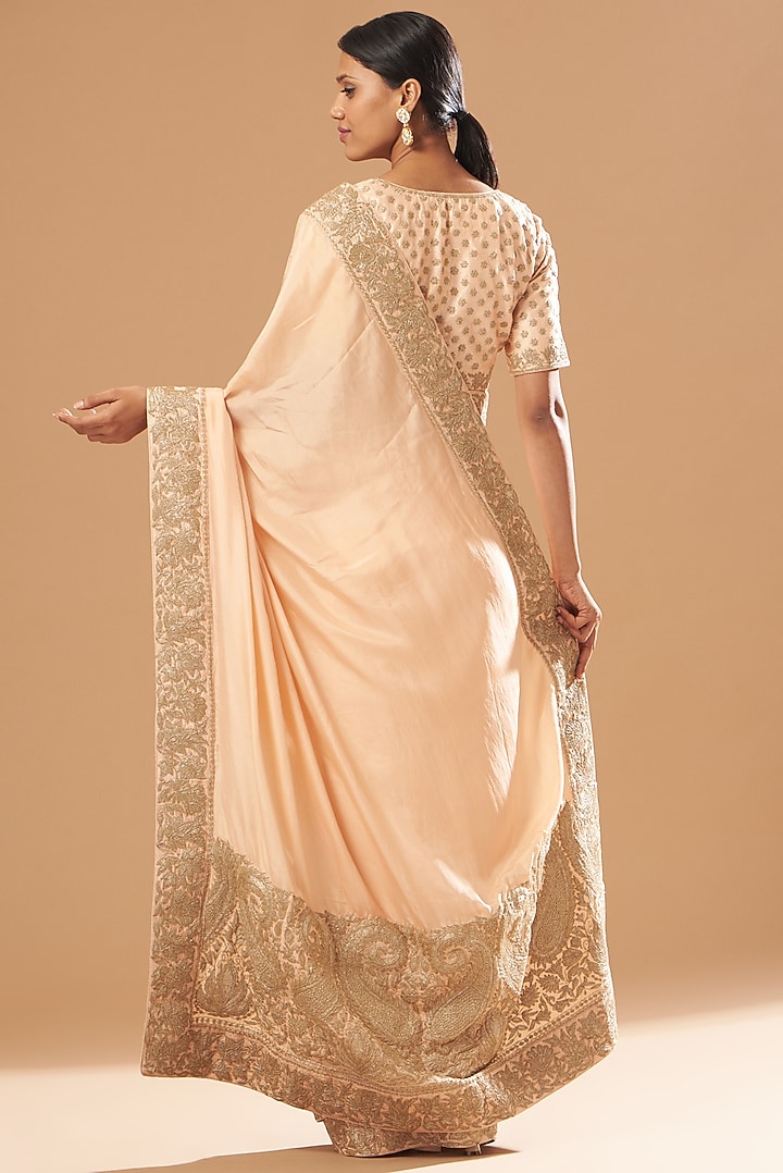 Blush Pink Embroidered Wedding Saree Set by Sheetal Batra at Pernia's Pop Up Shop