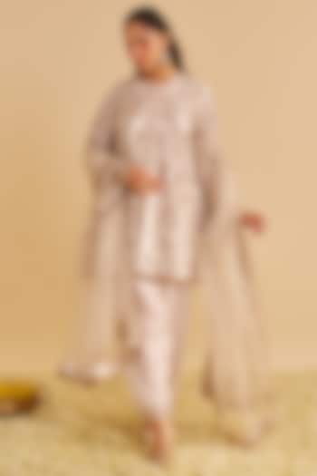 Daisy Ivory Bangalore Silk Zardosi Embroidered A-Line Kurta Set by Sheetal Batra at Pernia's Pop Up Shop