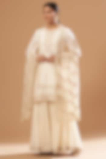 White Silk Chanderi Gharara Set by Sheetal Batra at Pernia's Pop Up Shop