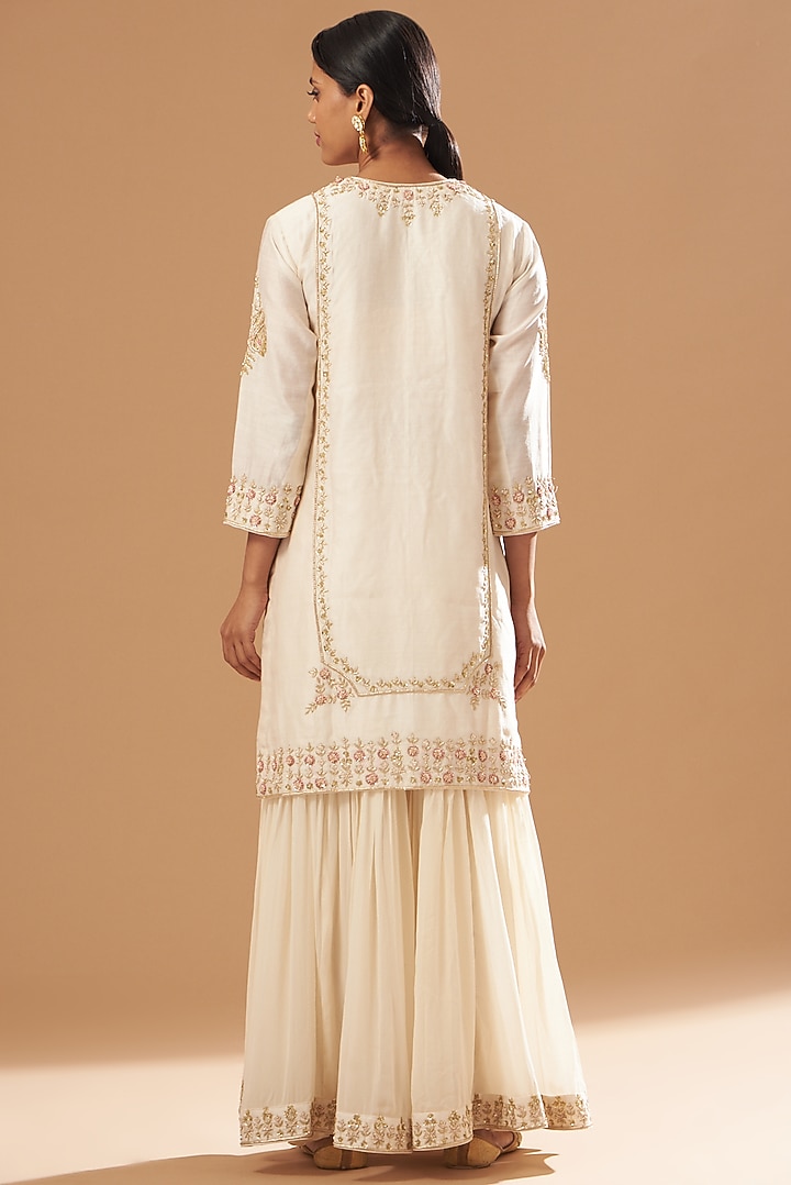 White Silk Chanderi Gharara Set by Sheetal Batra at Pernia's Pop Up Shop