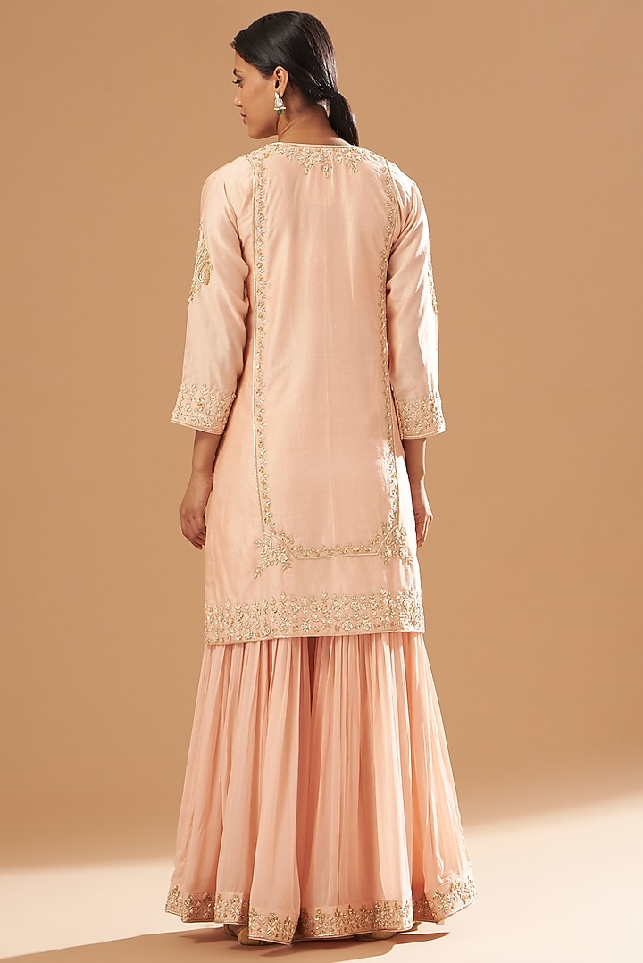 Blush Pink Silk Chanderi Gharara Set by Sheetal Batra at Pernia's Pop Up Shop