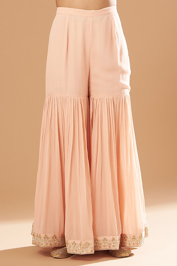 Blush Pink Silk Chanderi Gharara Set by Sheetal Batra at Pernia's Pop Up Shop