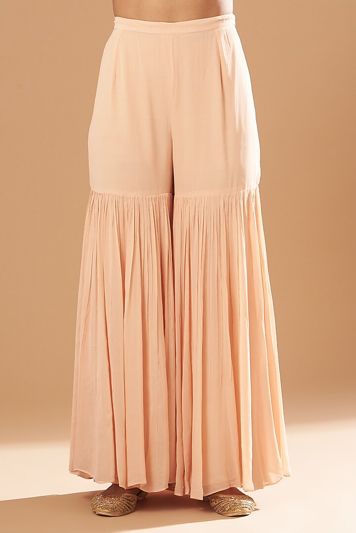 Blush Pink Raw Silk Gharara Set by Sheetal Batra at Pernia's Pop Up Shop