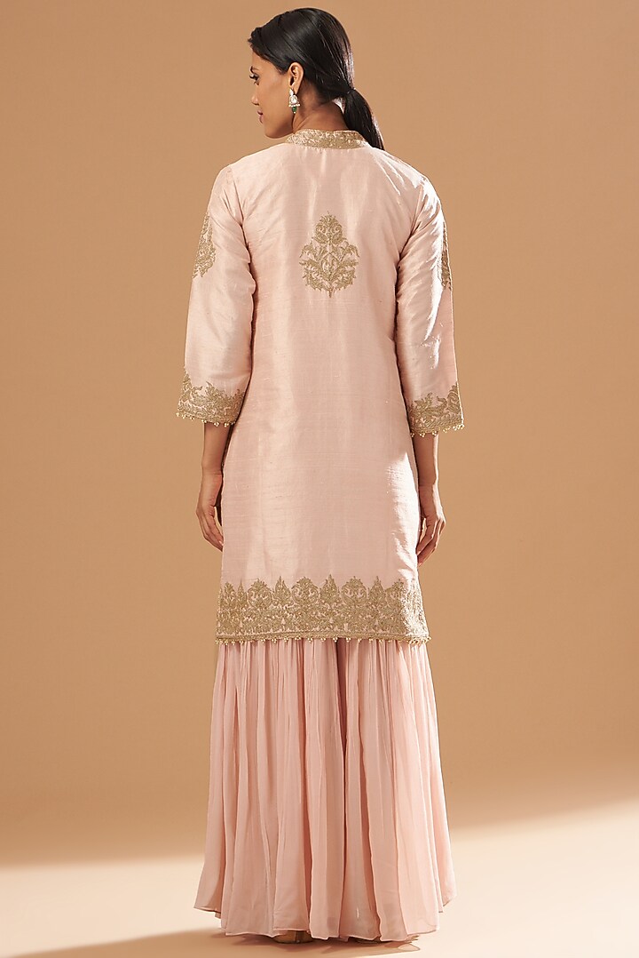 Blush Pink Gharara Set In Raw Silk by Sheetal Batra at Pernia's Pop Up Shop