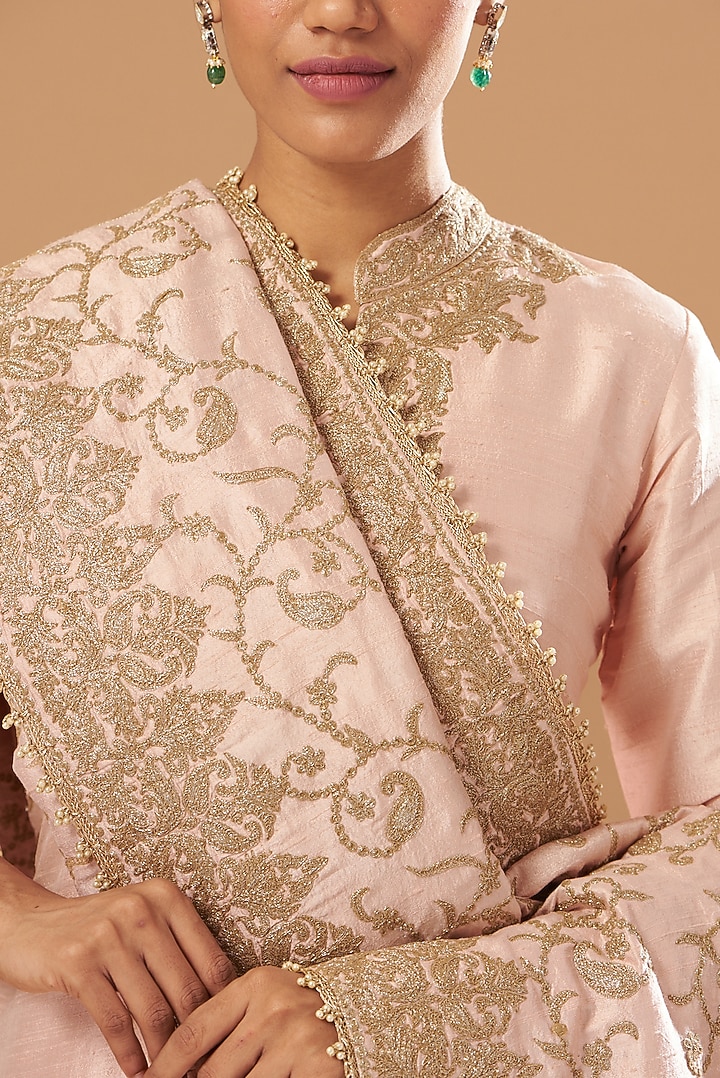 Blush Pink Gharara Set In Raw Silk by Sheetal Batra at Pernia's Pop Up Shop