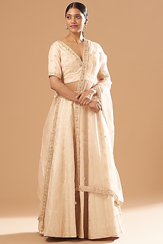 Blush Pink Embroidered Lehenga Set by Sheetal Batra