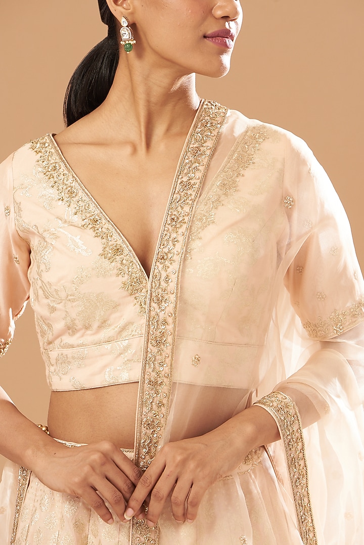 Blush Pink Embroidered Wedding Lehenga Set by Sheetal Batra at Pernia's Pop Up Shop