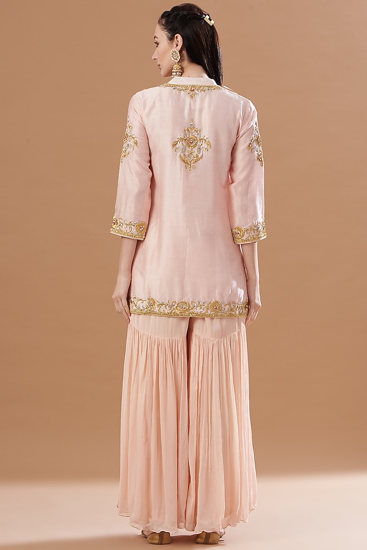 Blush Pink Georgette Gharara Set by Sheetal Batra at Pernia's Pop Up Shop