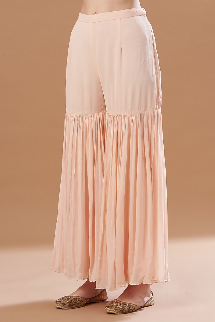 Blush Pink Georgette Gharara Set by Sheetal Batra at Pernia's Pop Up Shop