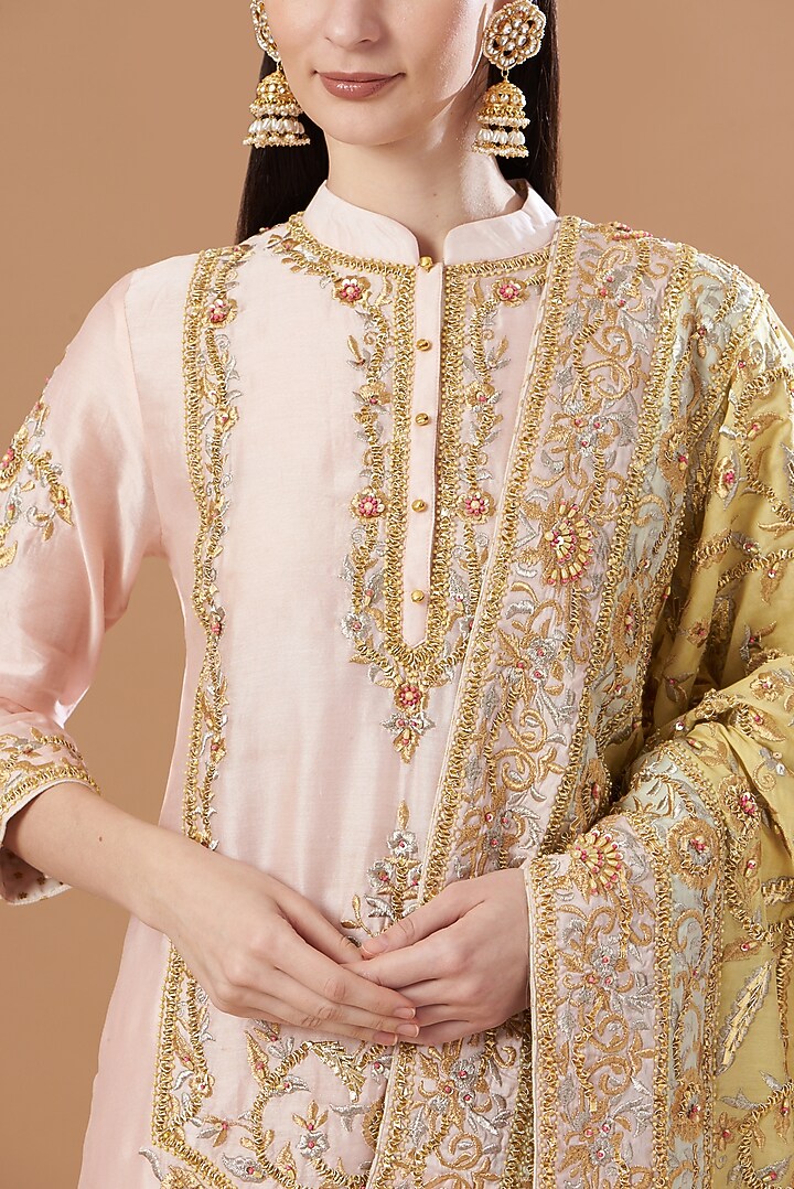 Blush Pink Georgette Gharara Set by Sheetal Batra at Pernia's Pop Up Shop