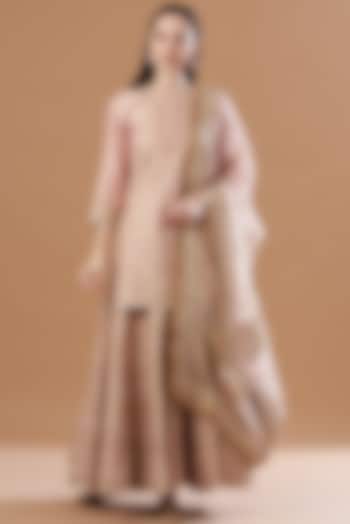 Nude Pure Silk Pearl Embroidered Gharara Set by Sheetal Batra at Pernia's Pop Up Shop