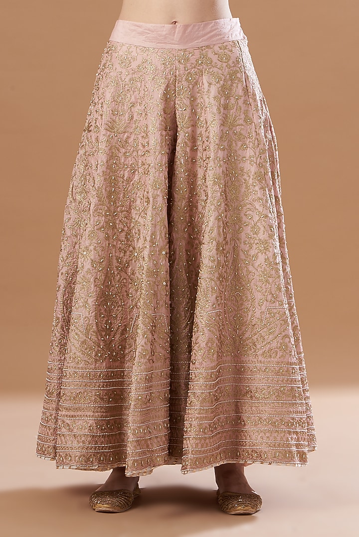Nude Pure Silk Pearl Embroidered Gharara Set by Sheetal Batra at Pernia's Pop Up Shop