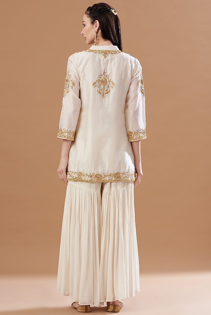 White Georgette Gharara Set by Sheetal Batra at Pernia's Pop Up Shop