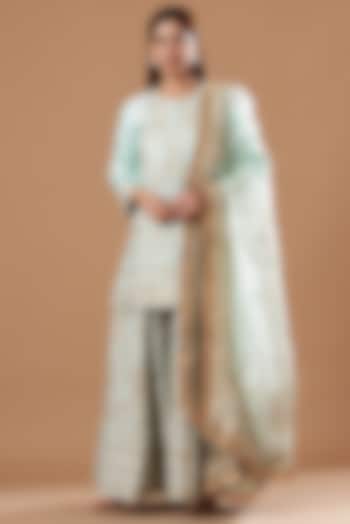 Sky Blue Bangalore Silk Gharara Set by Sheetal Batra at Pernia's Pop Up Shop