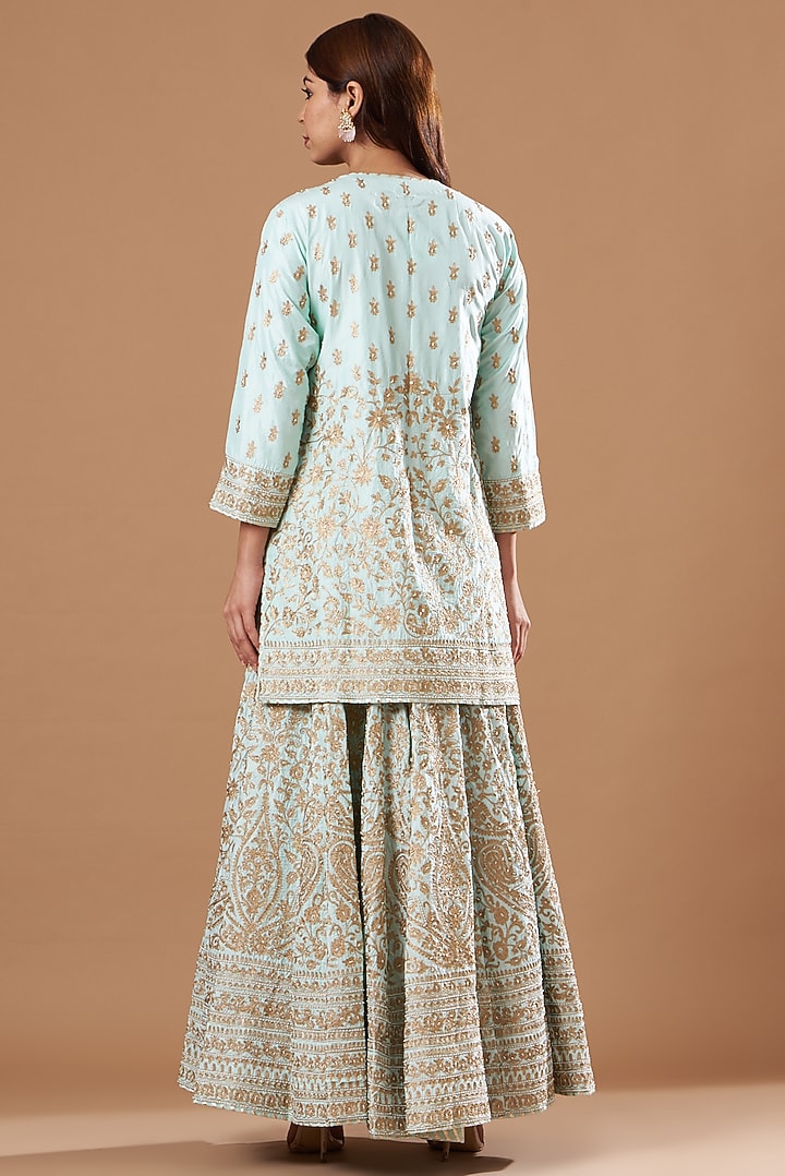 Sky Blue Bangalore Silk Gharara Set by Sheetal Batra at Pernia's Pop Up Shop