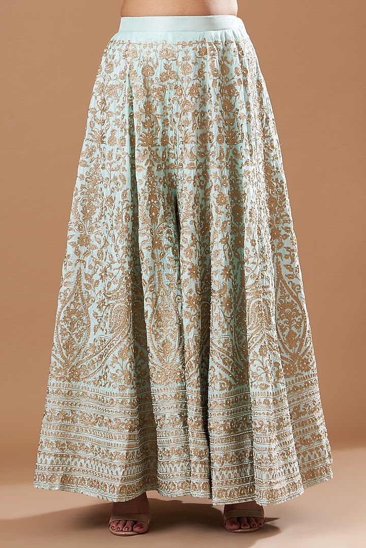 Sky Blue Bangalore Silk Gharara Set by Sheetal Batra at Pernia's Pop Up Shop