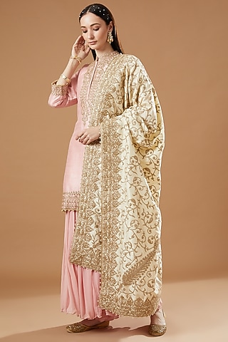 Blush Pink Georgette Gharara Set by Sheetal Batra