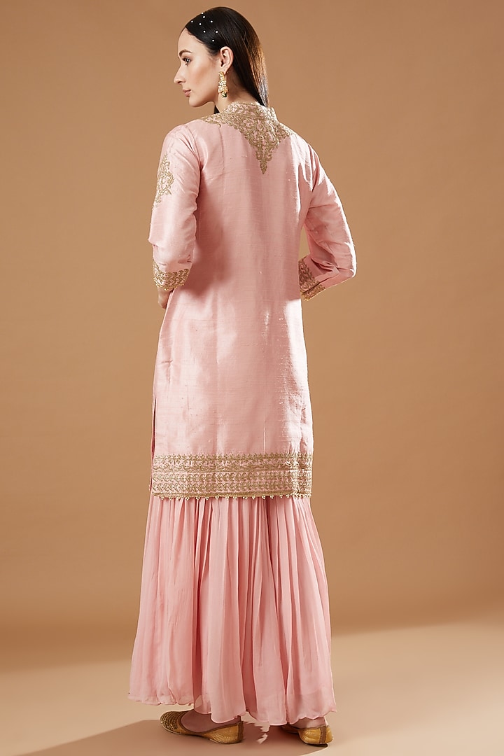 Blush Pink Georgette Gharara Set by Sheetal Batra at Pernia's Pop Up Shop