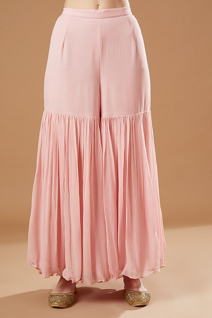 Blush Pink Georgette Gharara Set by Sheetal Batra at Pernia's Pop Up Shop