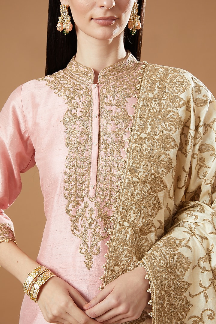 Blush Pink Georgette Gharara Set by Sheetal Batra at Pernia's Pop Up Shop