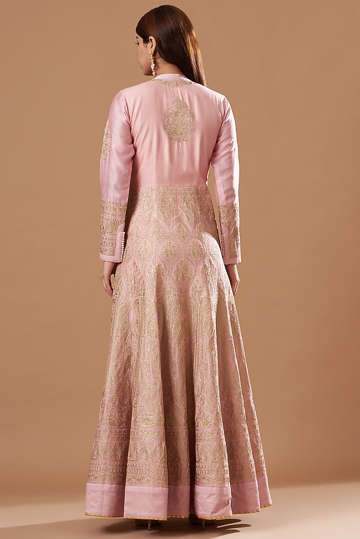 Blush Pink Silk Chanderi Bridal Anarkali Set by Sheetal Batra at Pernia's Pop Up Shop