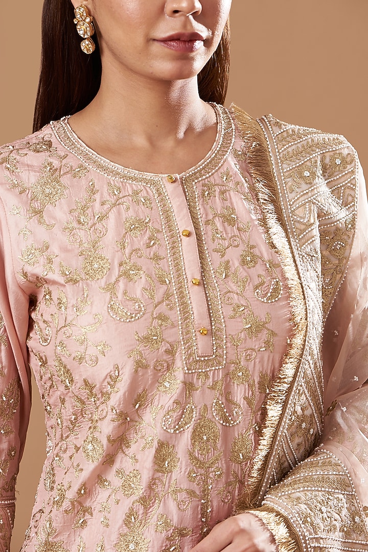 Blush Pink Embroidered Bridal Sharara Set by Sheetal Batra at Pernia's Pop Up Shop