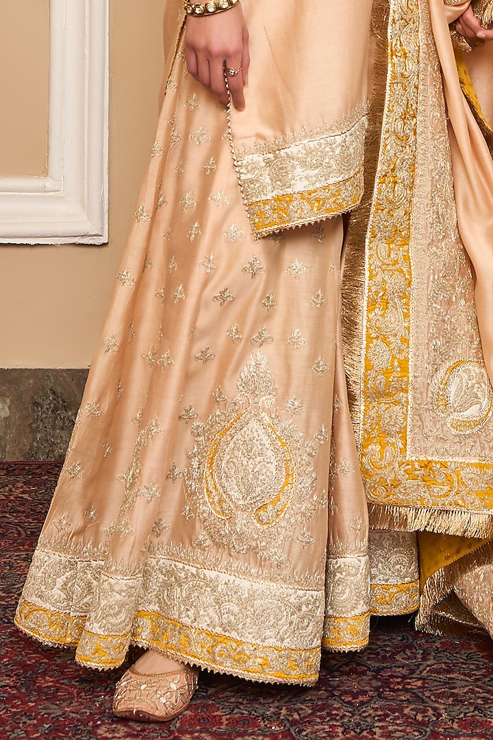 Rose Pink Silk Chanderi Embroidered Kurta Set by Sheetal Batra at Pernia's Pop Up Shop