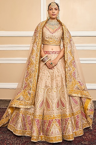 Rose-Pink Embroidered Lehenga Set by Sheetal Batra