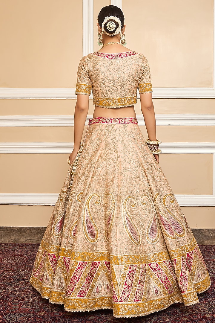 Rose-Pink Embroidered Bridal Lehenga Set by Sheetal Batra at Pernia's Pop Up Shop