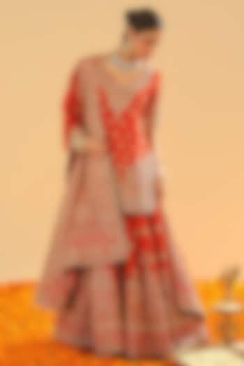 Burnt Orange Pure Silk Chanderi Zardosi Embroidered Sharara Set by Sheetal Batra at Pernia's Pop Up Shop