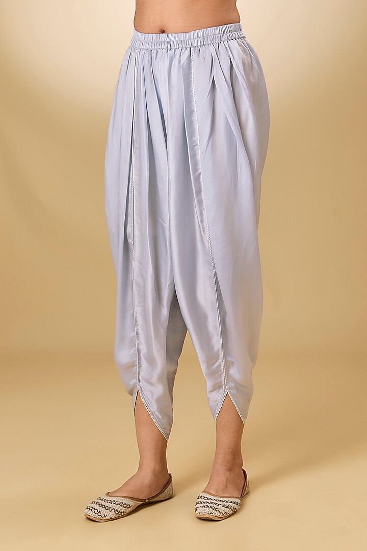 Blue Pure Silk Chanderi Gota Embroidered Kurta Set For Girls by Sheetal Batra - Kids at Pernia's Pop Up Shop