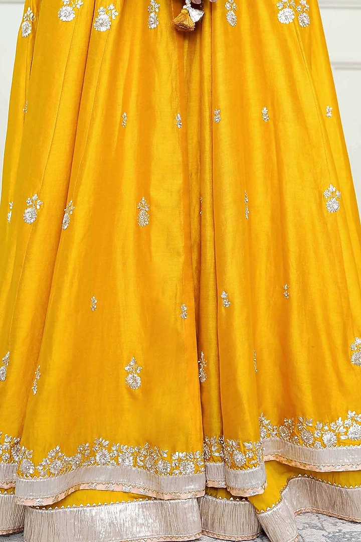 Glaze Mustard Tilla Embroidered Anarkali Set For Girls by Sheetal Batra - Kids at Pernia's Pop Up Shop
