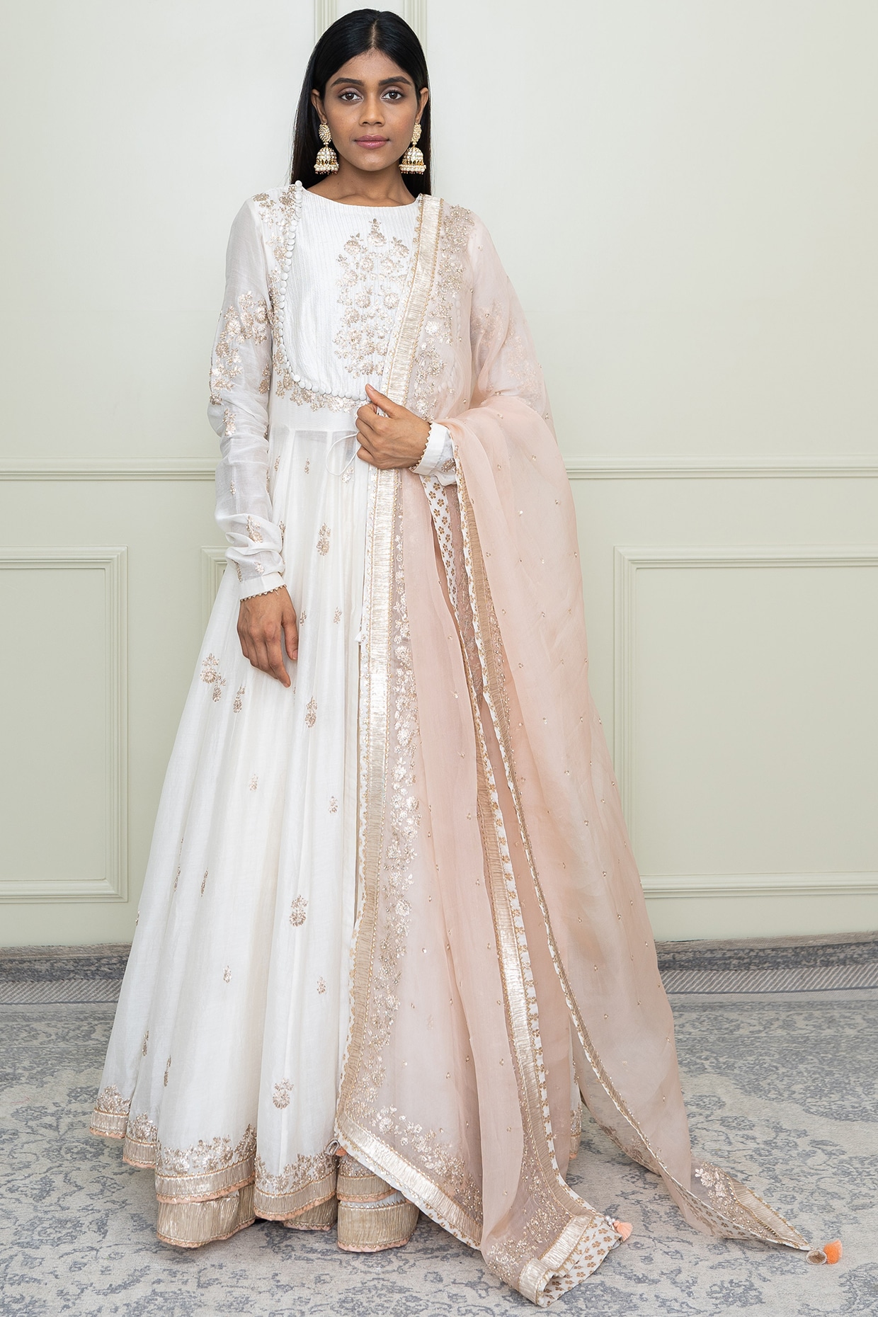 White anarkali for on sale kids