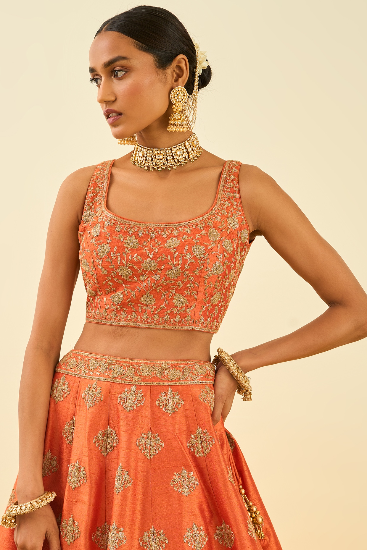 Canvas Kids - Orange Frock with Golden Lehnga ORNGGOLD-005 - 10-11Y /  Organza | Indian dresses for kids, Kids designer dresses, Baby girl dress  design