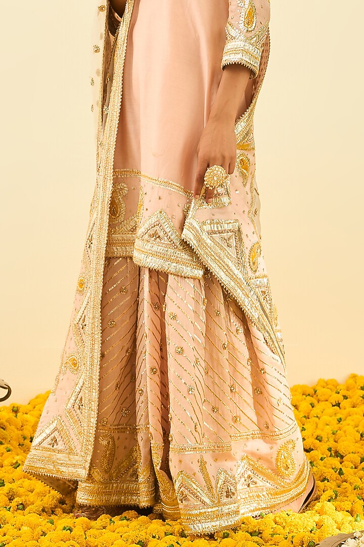 Rose Pink Embroidered Gharara Set For Girls by Sheetal Batra - Kids at Pernia's Pop Up Shop