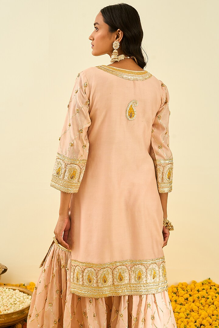 Rose Pink Embroidered Gharara Set For Girls by Sheetal Batra - Kids at Pernia's Pop Up Shop