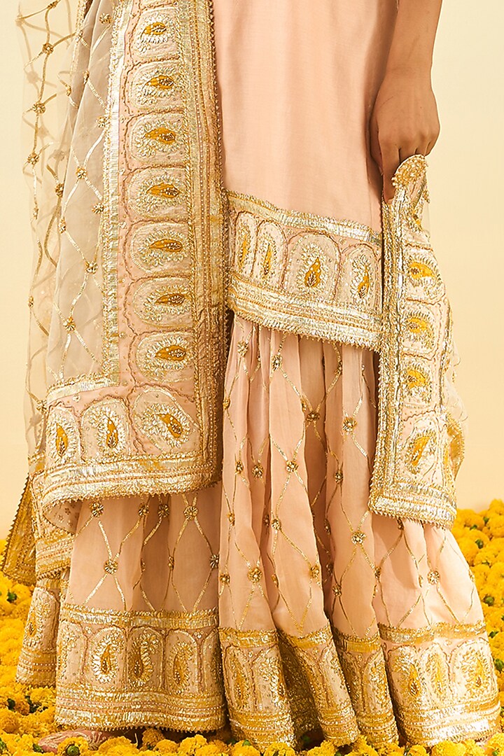 Rose Pink Embroidered Gharara Set For Girls by Sheetal Batra - Kids at Pernia's Pop Up Shop