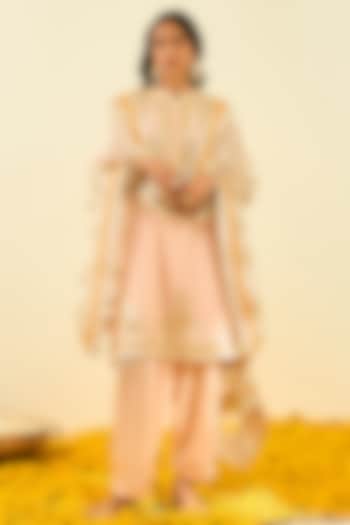 Rose Pink Embroidered Kurta Set For Girls  by Sheetal Batra - Kids at Pernia's Pop Up Shop