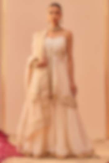 Daisy Ivory Georgette Gharara Set For Girls by Sheetal Batra - Kids at Pernia's Pop Up Shop