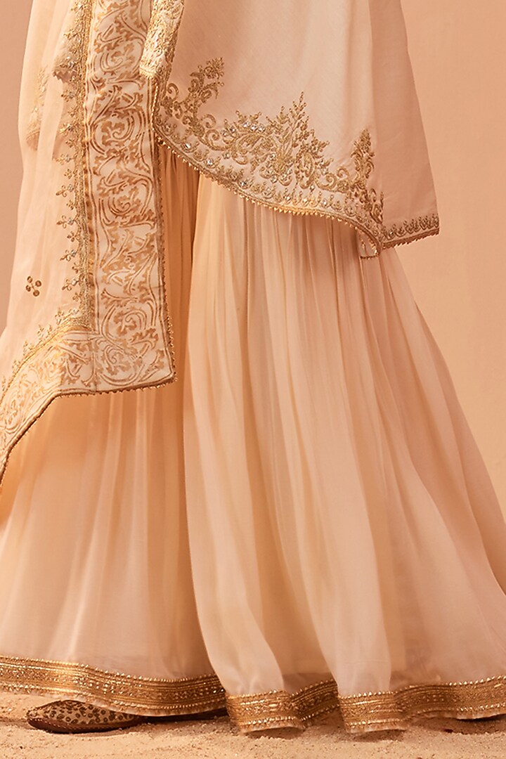 Daisy Ivory Georgette Gharara Set For Girls by Sheetal Batra - Kids at Pernia's Pop Up Shop
