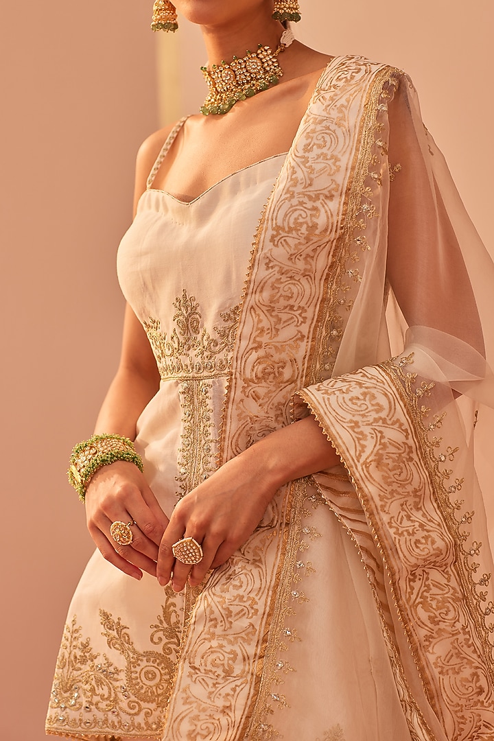 Daisy Ivory Georgette Gharara Set For Girls by Sheetal Batra - Kids at Pernia's Pop Up Shop